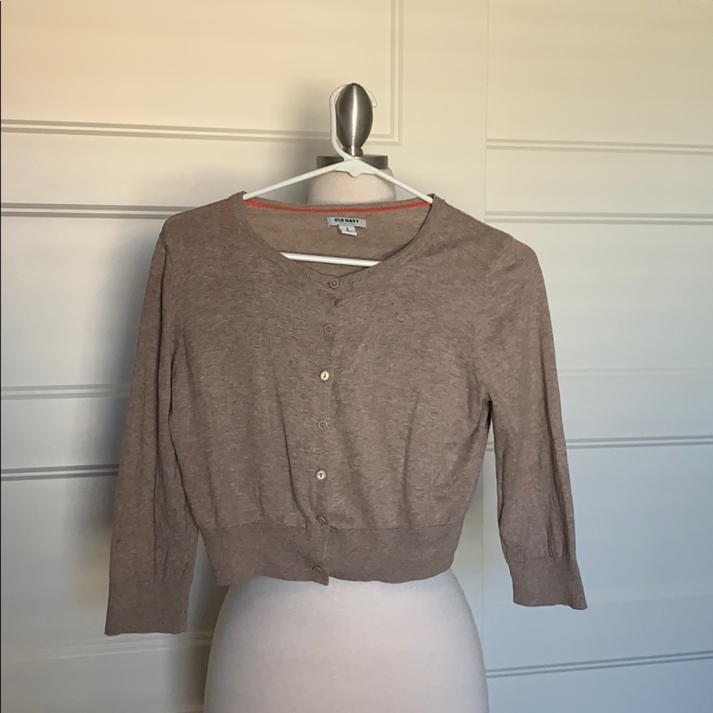 Old Navy Brown/Tan Quarter Sleeve Cardigan